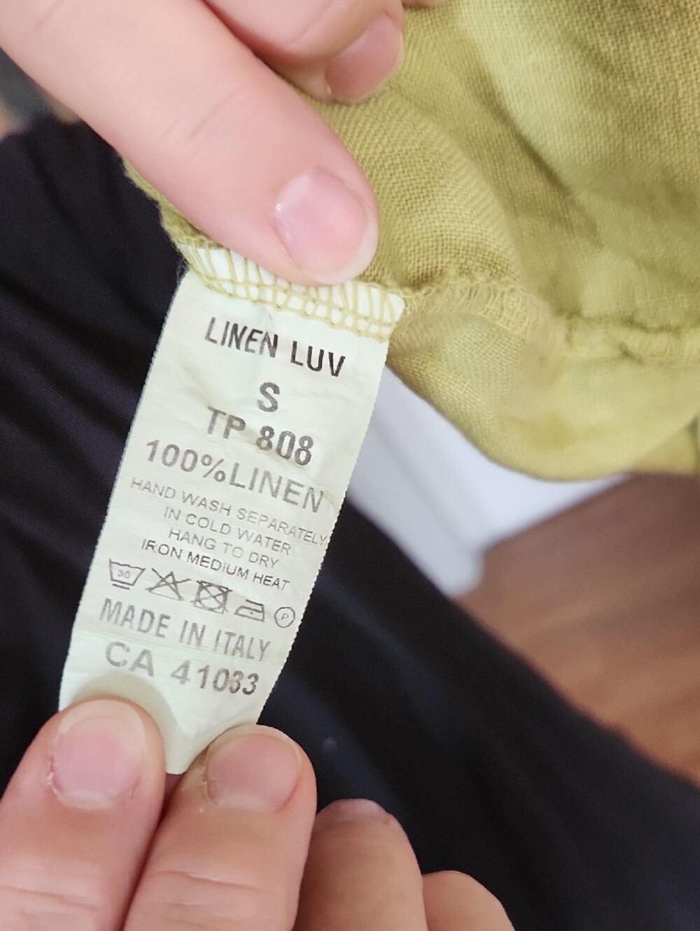 LINEN luv Olive Green Italian Linen Blouse - Small - Picture 4 of 7